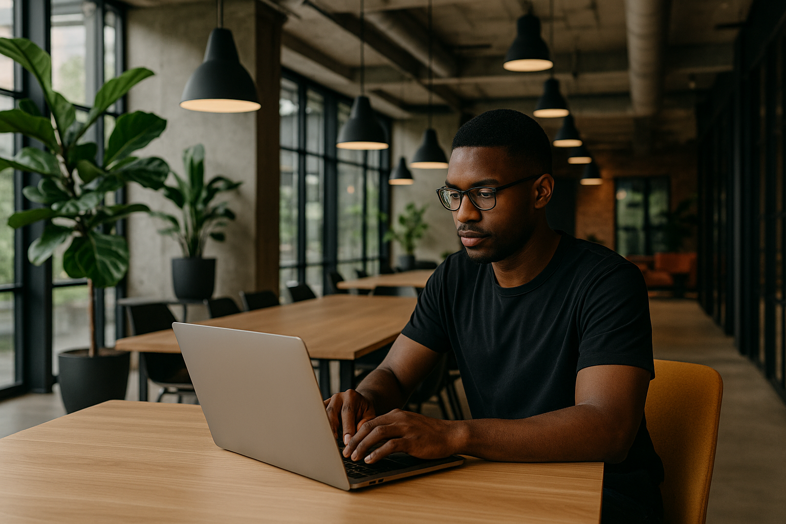 Professional man working remotely on laptop for online divorce